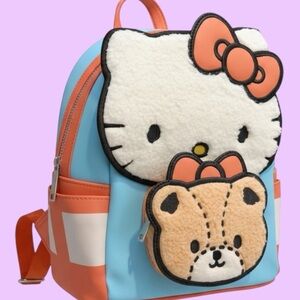 LOUNGEFLY🎀SANRIO HELLO KITTY🎀Collector Mini Backpack🎀Teddy Bear🎀Sherpa Plush🎀NWT